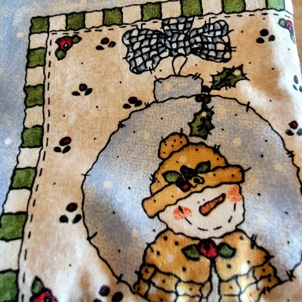 VTG 80s 90s Y2k Cottage core Snowman-Themed Quilted Placemats